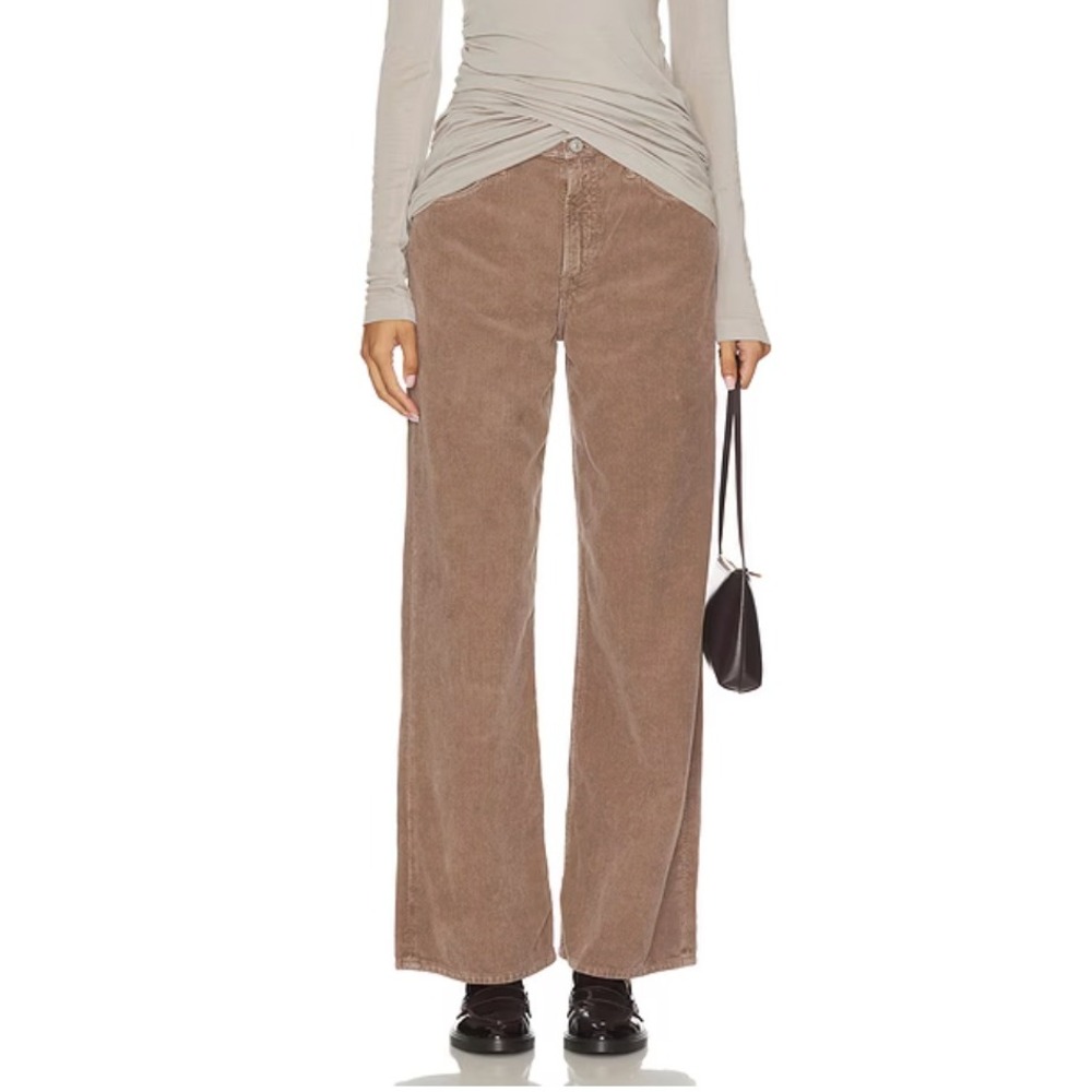 AGOLDE Keira Wide Leg Corduroy Pants Taupe Brown Women's Size 29 Flawed